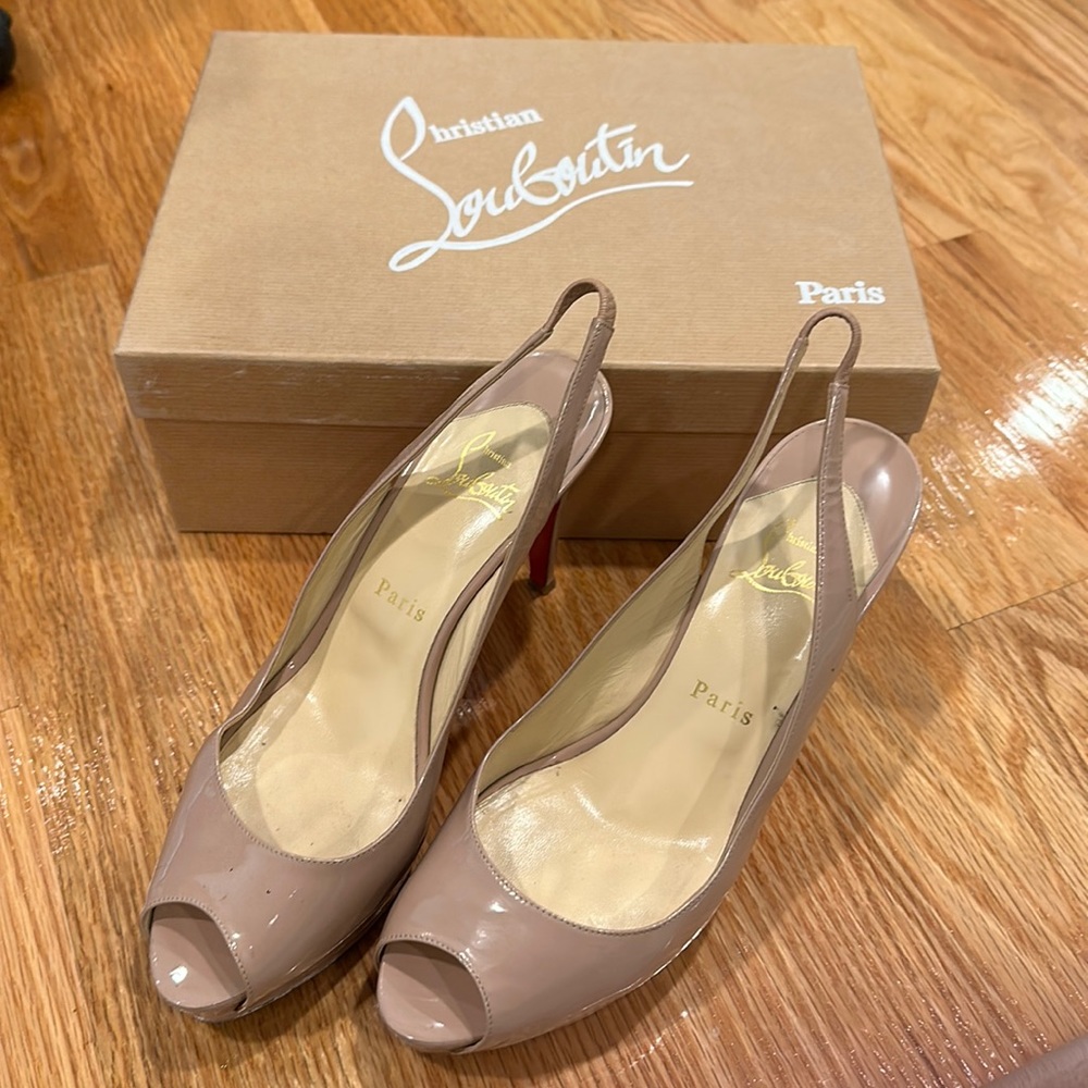Christian Louboutin Nude Slingback Open Toe Pump